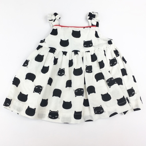 EUC Black & White Kitty Cat Dress - 0-3 Mo… - Picture 1 of 7